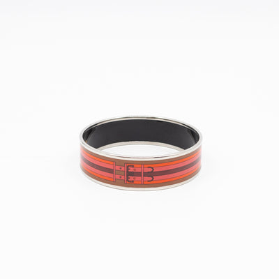 Enamel Printed Wide Nouveau Rocabar Bangle Bracelet Red