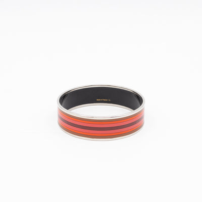 Enamel Printed Wide Nouveau Rocabar Bangle Bracelet Red
