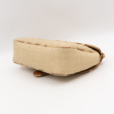 GG Marmont Small Flap Bag Natural Matelasse Raffia & Snakeskin