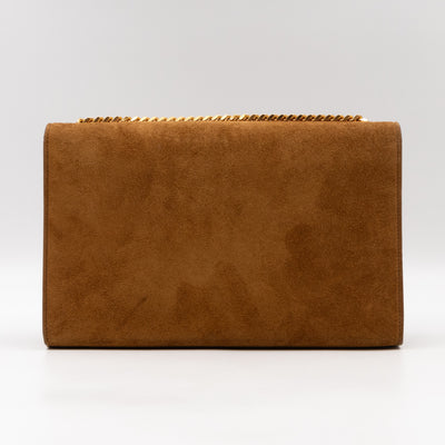 Kate Medium Tassel Brown Suede Leather Gold