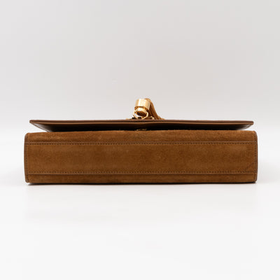 Kate Medium Tassel Brown Suede Leather Gold
