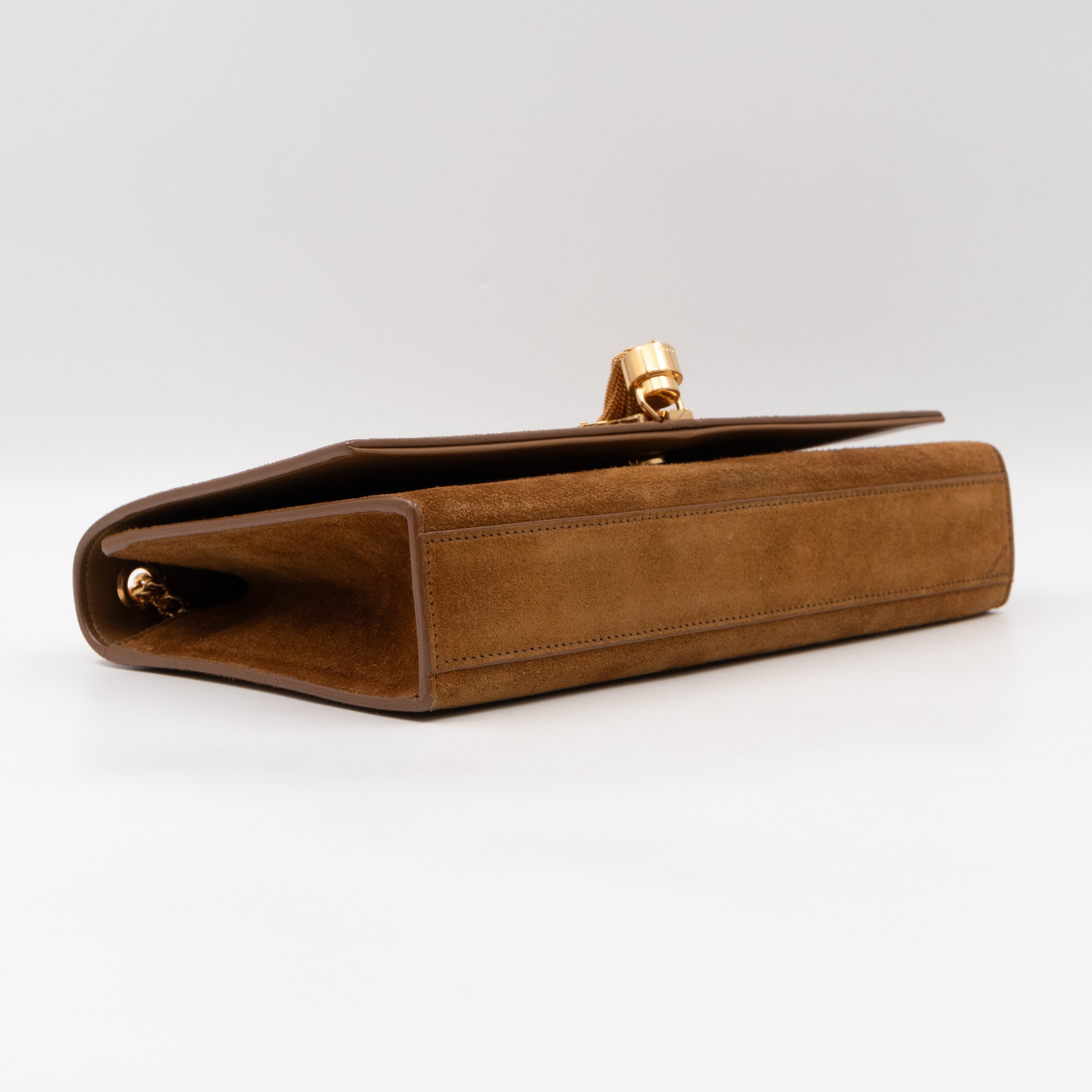 Kate Medium Tassel Brown Suede Leather Gold