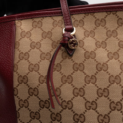 Bree Original Tote Medium GG Canvas Burgundy Leather