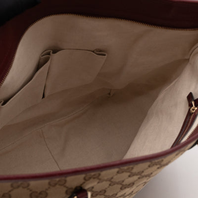 Bree Original Tote Medium GG Canvas Burgundy Leather