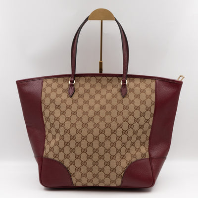Bree Original Tote Medium GG Canvas Burgundy Leather