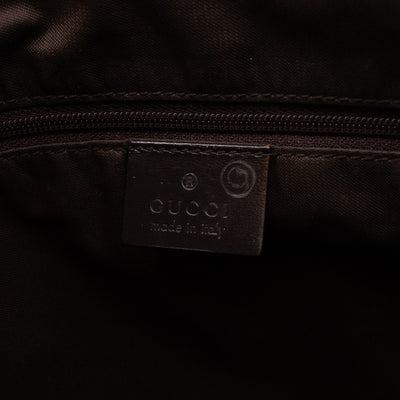 Zipper Hobo Bag Brown GG Suede Leather