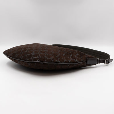 Zipper Hobo Bag Brown GG Suede Leather