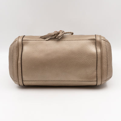 Bella Medium Flap Bag Champagne Metallic Leather