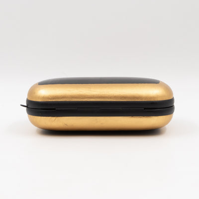 Knot Clutch with Chain Black & Gold Leather