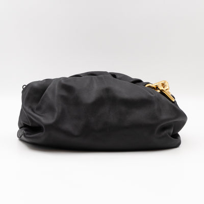 The Chain Pouch Black Leather Gold