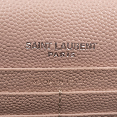 Cassandre Envelope Chain Wallet Rose Beige Grained Leather