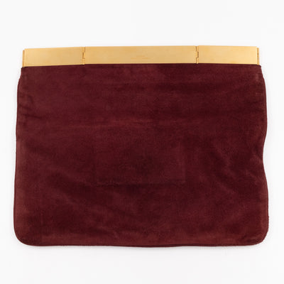 Courtney Fold-Over Clutch Burgundy Suede