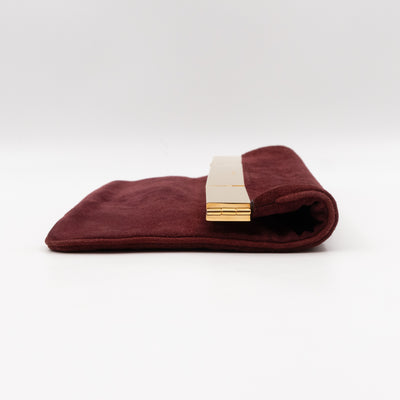 Courtney Fold-Over Clutch Burgundy Suede