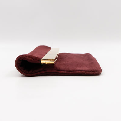 Courtney Fold-Over Clutch Burgundy Suede