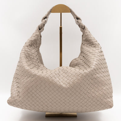 Sloane Hobo Bag Intrecciato Light Grey Leather