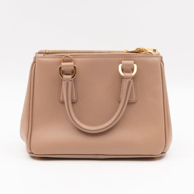 Galleria Micro Double Zip Nude Saffiano