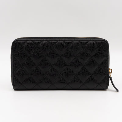 Zip Around Wallet Black Caviar Leather