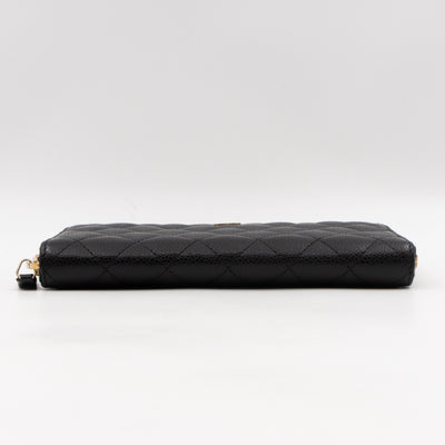 Zip Around Wallet Black Caviar Leather
