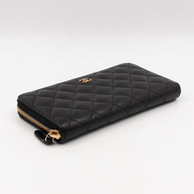 Zip Around Wallet Black Caviar Leather