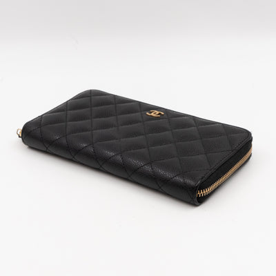 Zip Around Wallet Black Caviar Leather