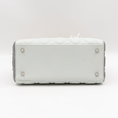 Lady Dior Medium Tri-Color White Grey Yellow Caviar