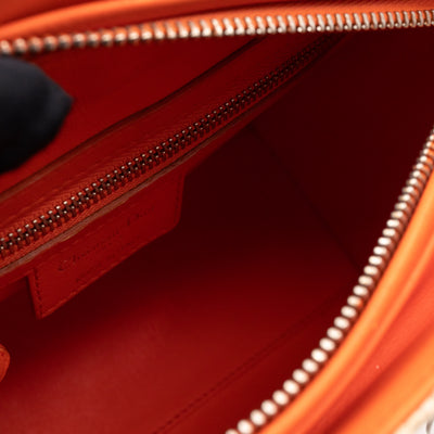 Lady Dior Medium Cream Raffia Tweed Orange Leather
