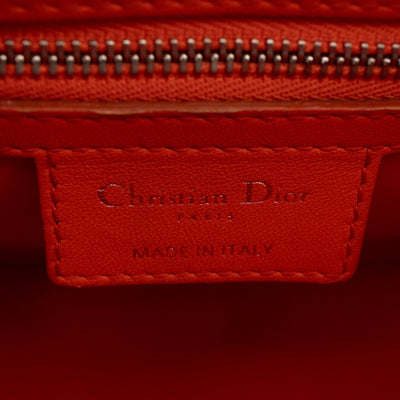 Lady Dior Medium Cream Raffia Tweed Orange Leather