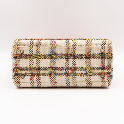 Lady Dior Medium Cream Raffia Tweed Orange Leather
