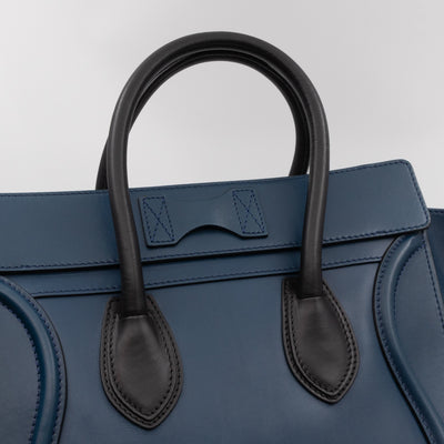Mini Luggage Blue Leather with Black Handles
