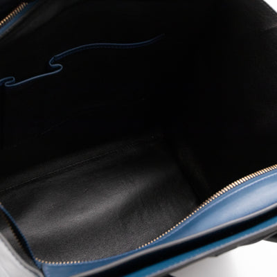 Mini Luggage Blue Leather with Black Handles