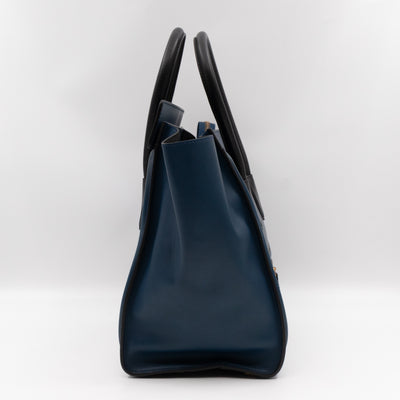 Mini Luggage Blue Leather with Black Handles