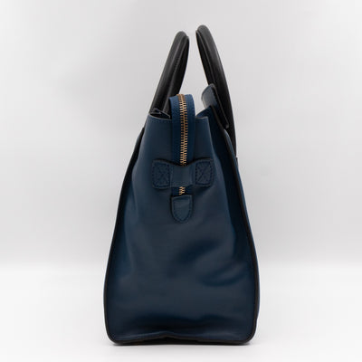 Mini Luggage Blue Leather with Black Handles