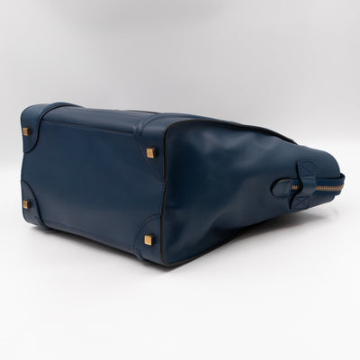 Mini Luggage Blue Leather with Black Handles