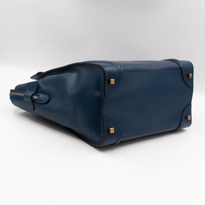 Mini Luggage Blue Leather with Black Handles