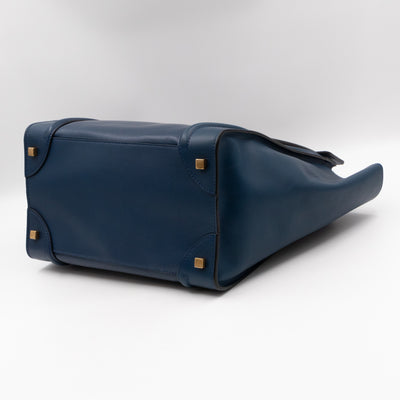 Mini Luggage Blue Leather with Black Handles