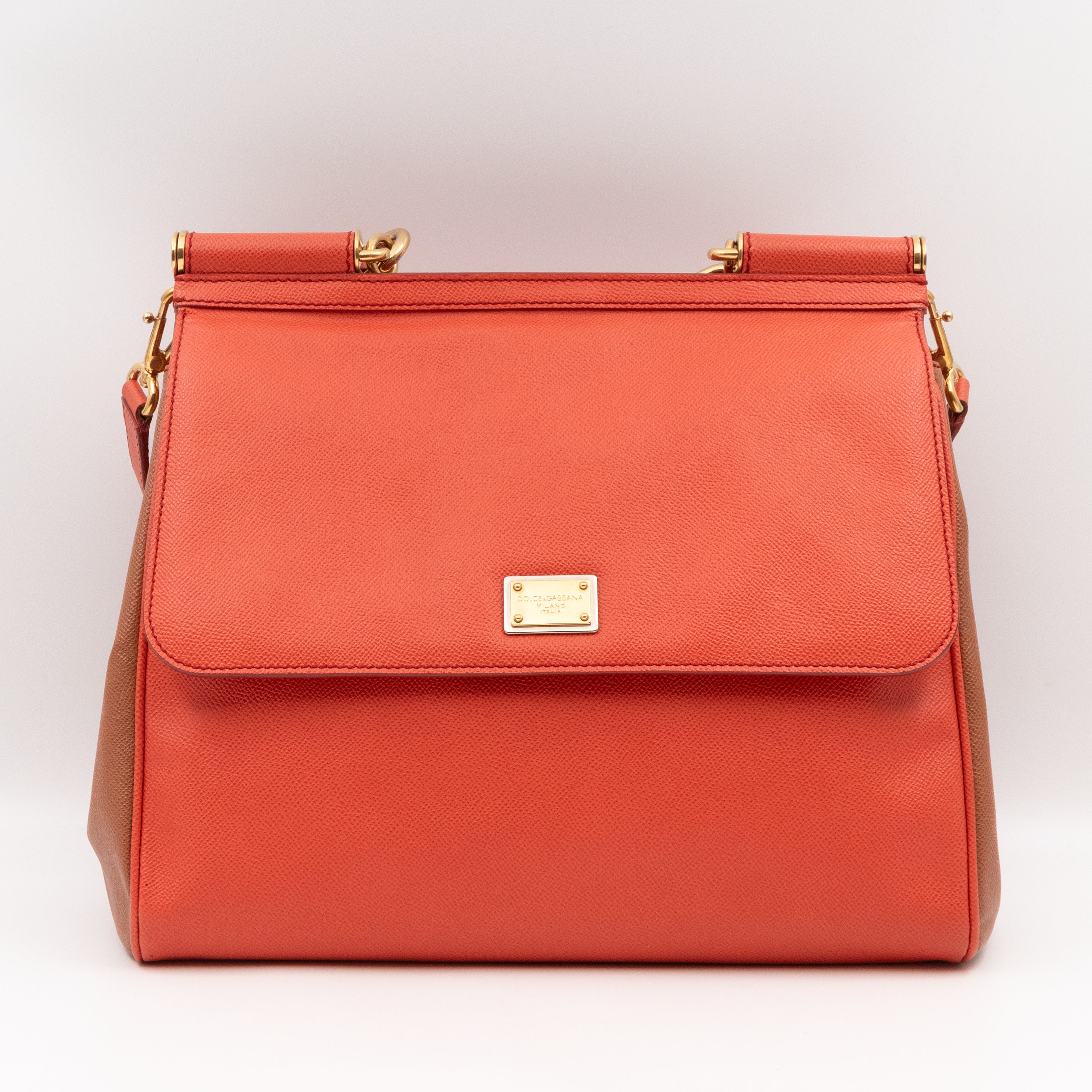 Sicily Large Orange Brown Dauphine Leather