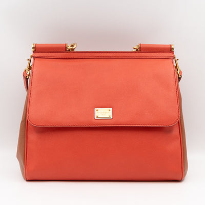 Sicily Large Orange Brown Dauphine Leather