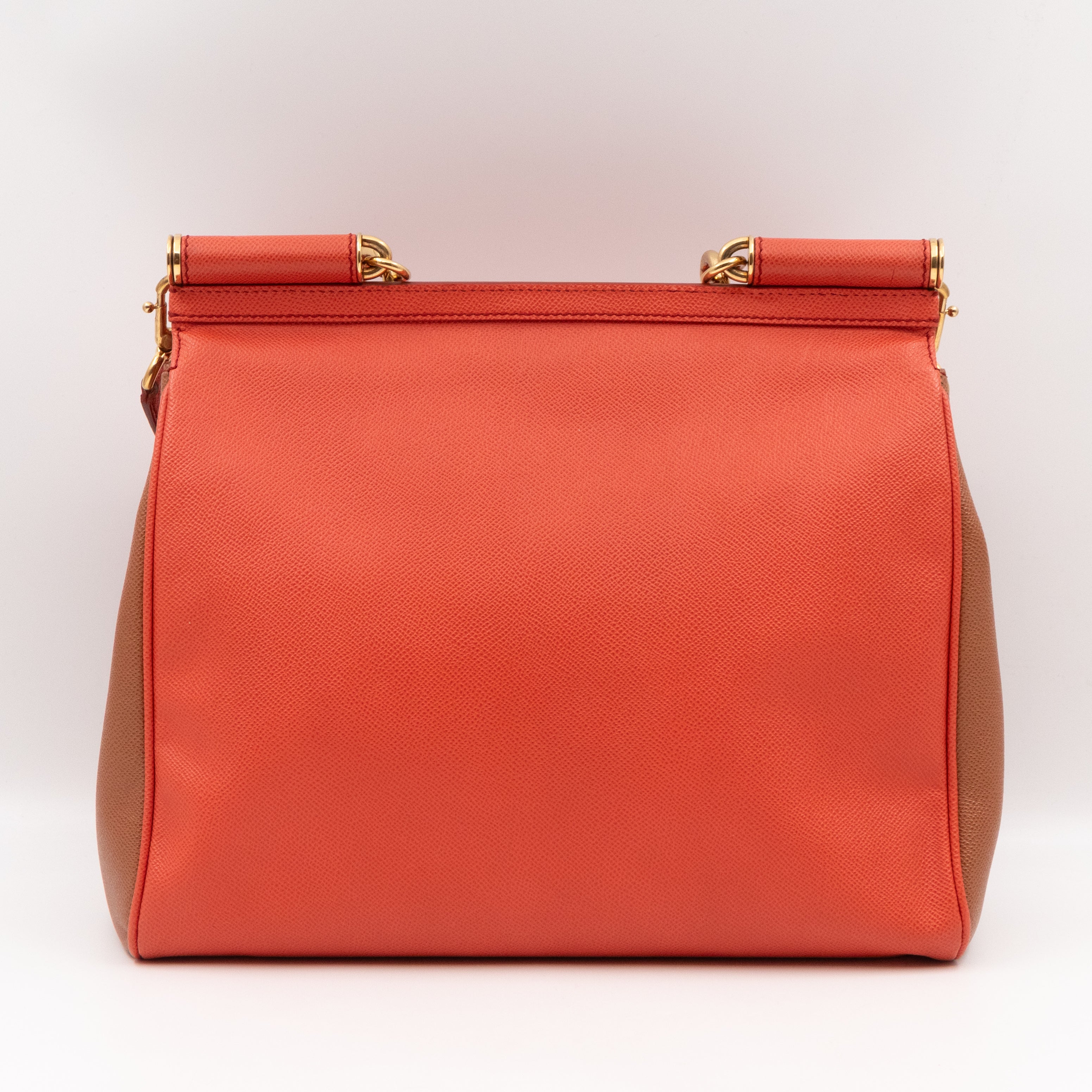 Sicily Large Orange Brown Dauphine Leather