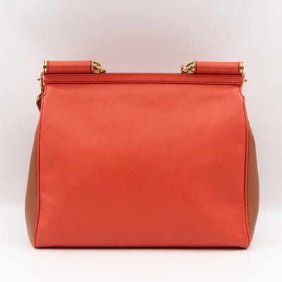 Sicily Large Orange Brown Dauphine Leather
