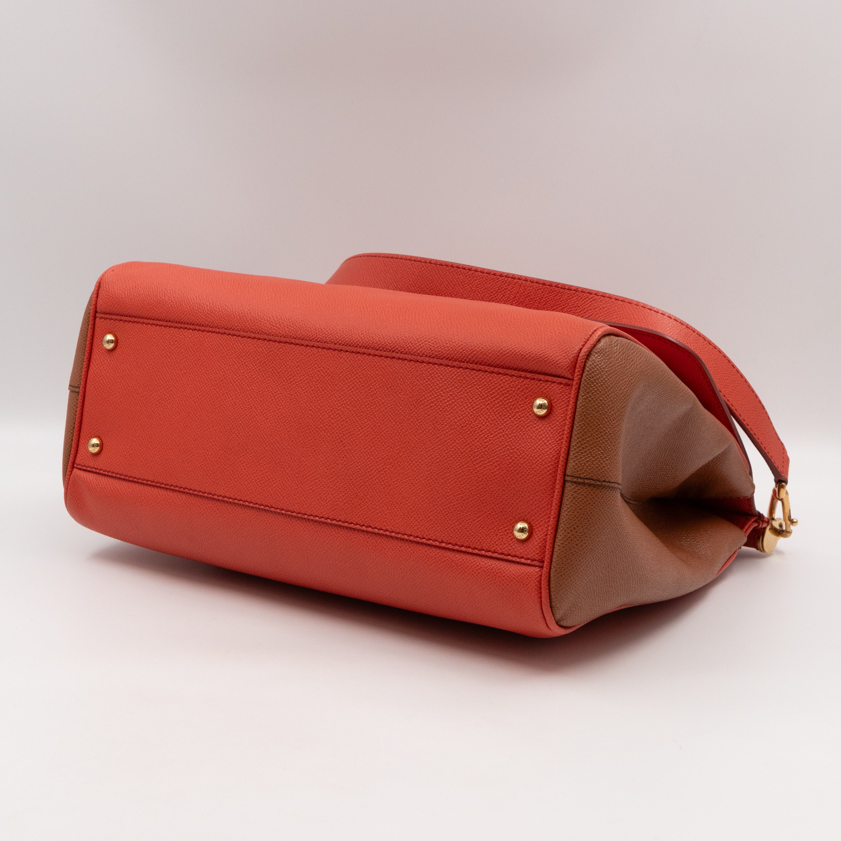 Sicily Large Orange Brown Dauphine Leather