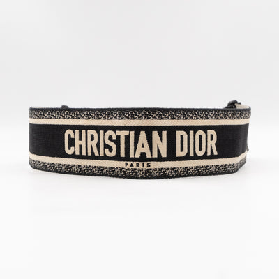 Black Christian Dior Paris Embroidery Strap