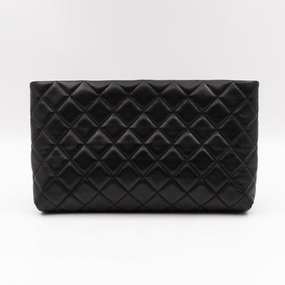 Kiss Lock Clutch Black Quilted Leather