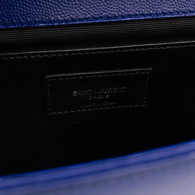 Kate Medium Satchel Blue Grained Leather