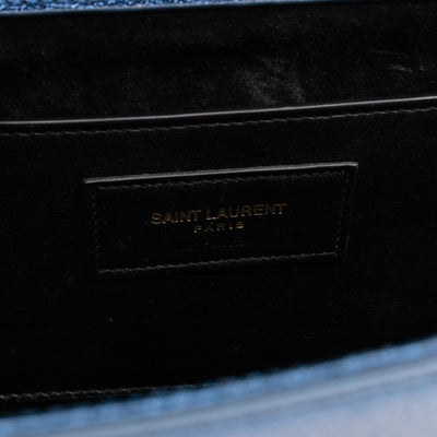 Kate Clutch Metallic Blue Glitter Leather