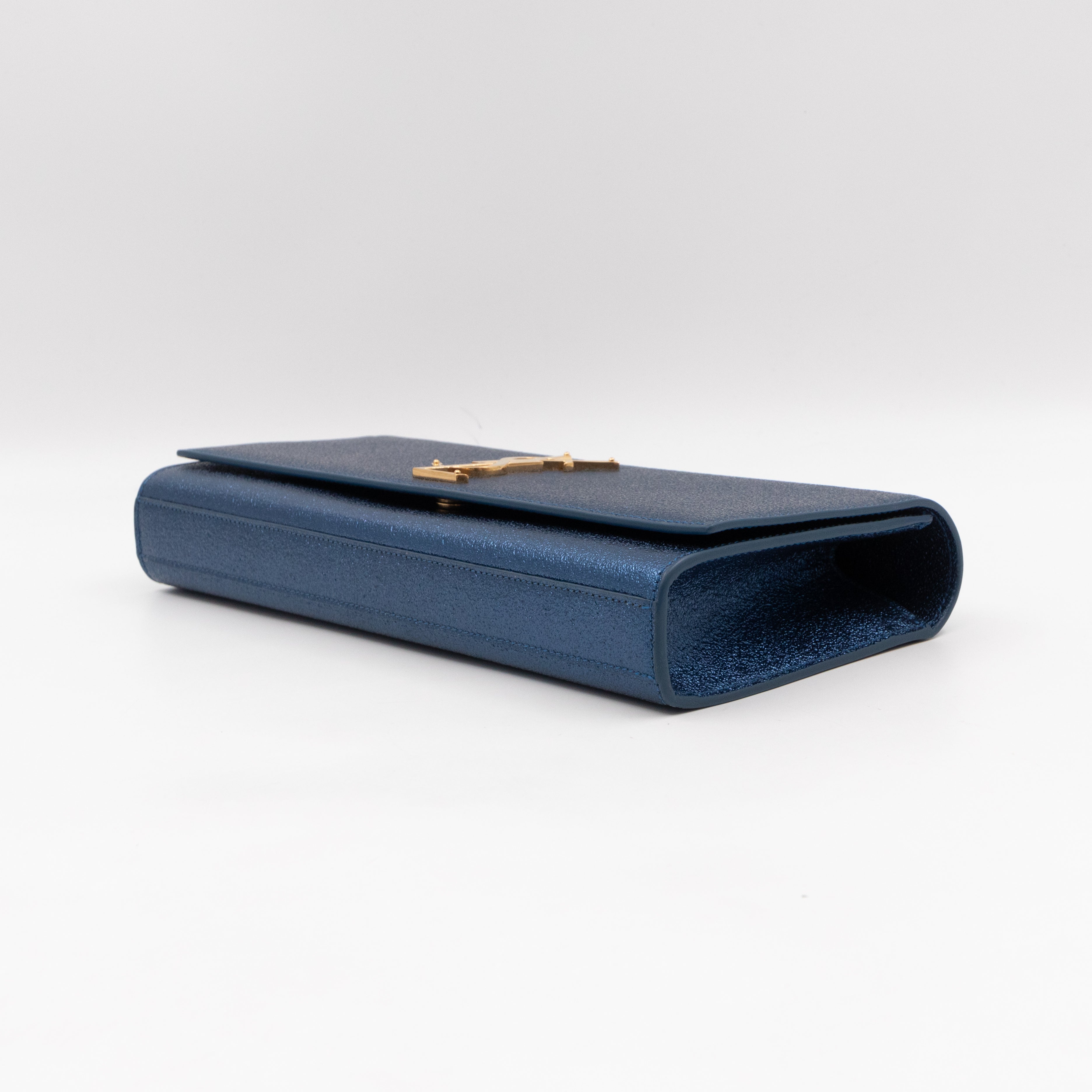 Kate Clutch Metallic Blue Glitter Leather