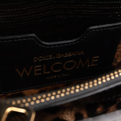 Welcome Shoulder Bag Black Lizard Embossed Leather