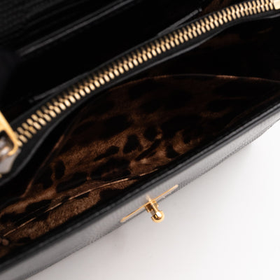 Welcome Shoulder Bag Black Lizard Embossed Leather