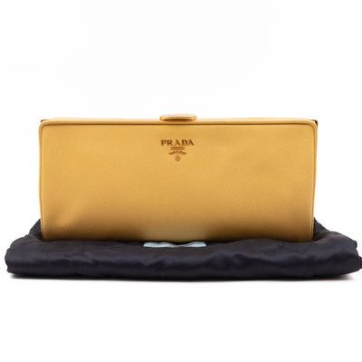 Frame Clutch Yellow Saffiano Leather