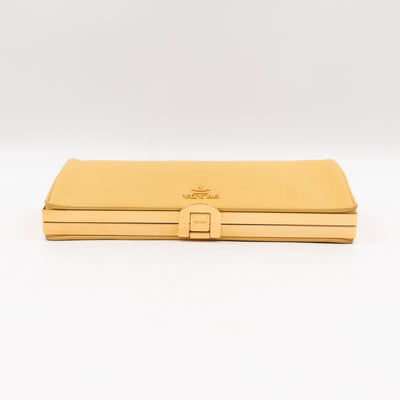 Frame Clutch Yellow Saffiano Leather