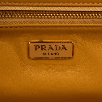 Frame Clutch Yellow Saffiano Leather
